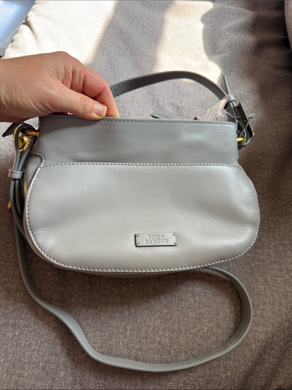 Vince Camuto NWT Dahna Faint Fog Leather Top Handle & Crossbody Satchel - Picture 16 of 16